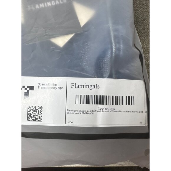 Flamingals Womens Size XL Blue Jeans High Waist Wide Leg Jeans Stretch Denim - Picture 7 of 8